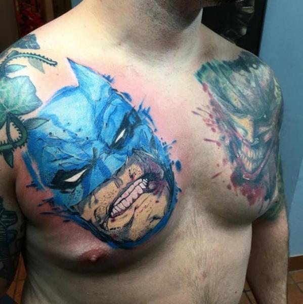 Batman on upper chest  Fishink Tattoo