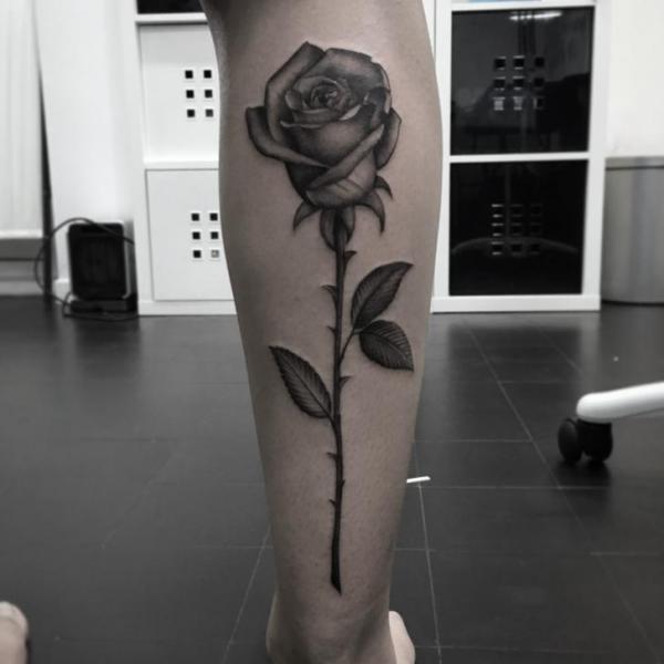 Calf Rose Outline  Black Widow Tattoo Studio Malta  Facebook