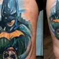 Fantasy Batman Joker Thigh tattoo by Grimmy 3D Tattoo
