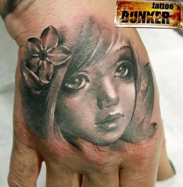 Realistic Hand Children Tattoo by Mikky Tattoo