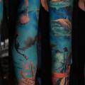 tatouage Réaliste Requin Mer Sleeve par Negative Karma