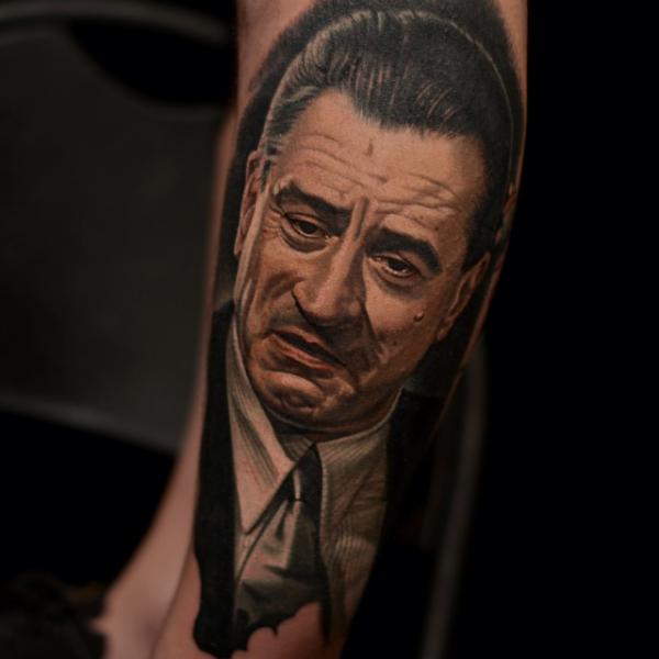 Arm Portrait Realistic De Niro Tattoo by Nikko Hurtado