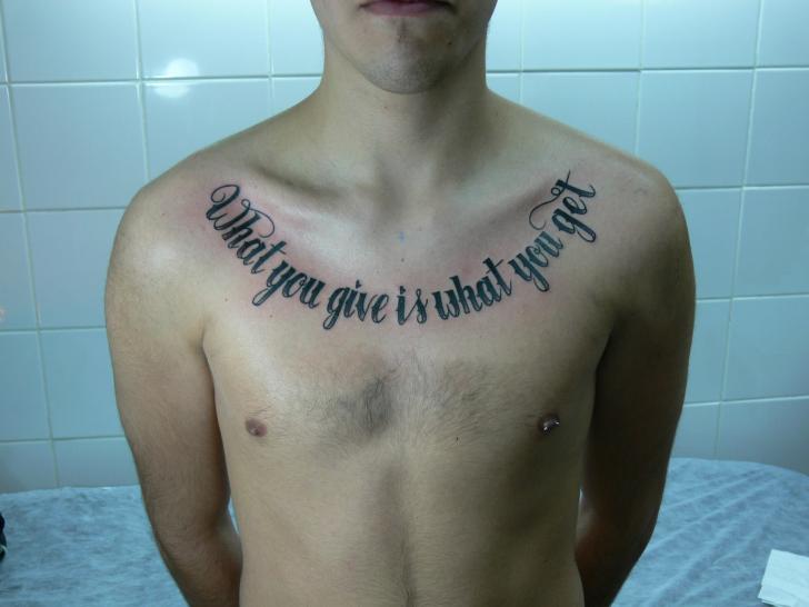 Chest Lettering Fonts Tattoo by Lorenzo Arte Y Tatuaje