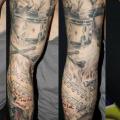 tatouage Squelette Sleeve Tambour par Nadelwerk