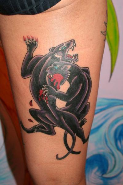 oldschoolpanthertattoo  Panther tattoo Leg tattoo men Leopard tattoos