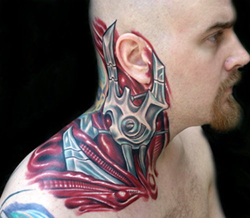 bio organic neck tattoo by Ty McEwen TattooNOW