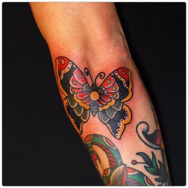 Arm Old School Butterfly Tattoo by The Sailors Grave