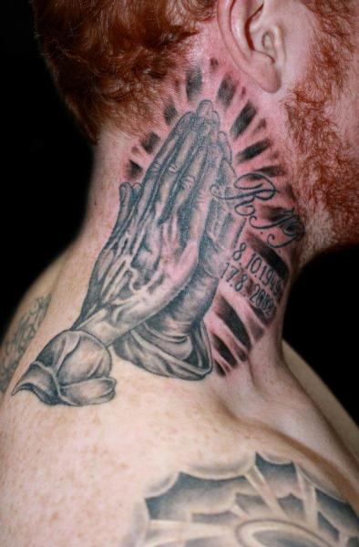 Praying Hand Tattoo Design On Neck  Tattoo Designs Tattoo Pictures