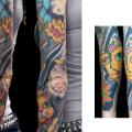 tatouage Japonais Maneki Neko Sleeve par Darwin Enriquez