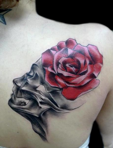 Flower Women Back Tattoo by Mariusz Trubisz