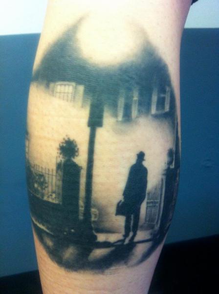 Calf Landscape Men Tattoo by Evil From The Needle