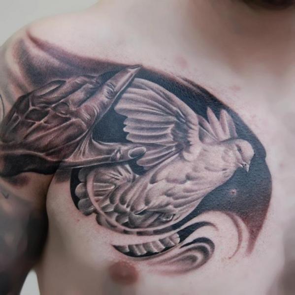 Jeff Norton Tattoos  Tattoos  Misc  raven and dove chest piece