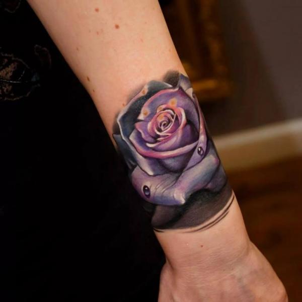 Arm Realistic Flower Tattoo by Rock Tattoo