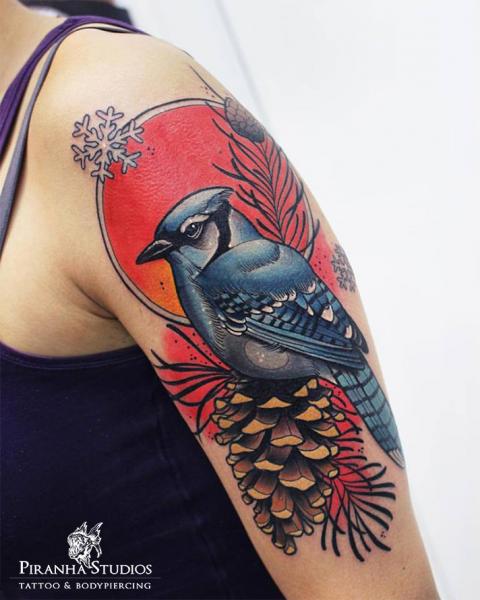 CJ Bond on Instagram Blue Jay added to a Canadian Wildlife themed  sleeve Supplied by mapletattoosupply Done using radiantcolorsink  hamont