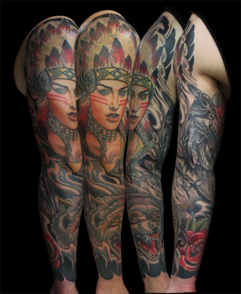 Native American Indian girl tattoo sleeve in progress by G  Flickr