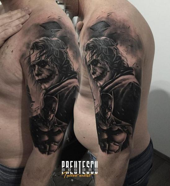 Shoulder Batman Joker Tattoo by El Loco Tattoo Lounge