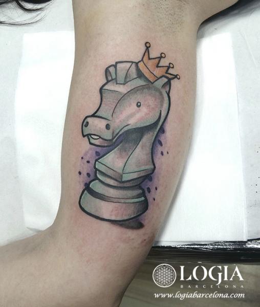 Nervo Tattoo - Flash peça de xadrez, cavalo 🐴 que rolou